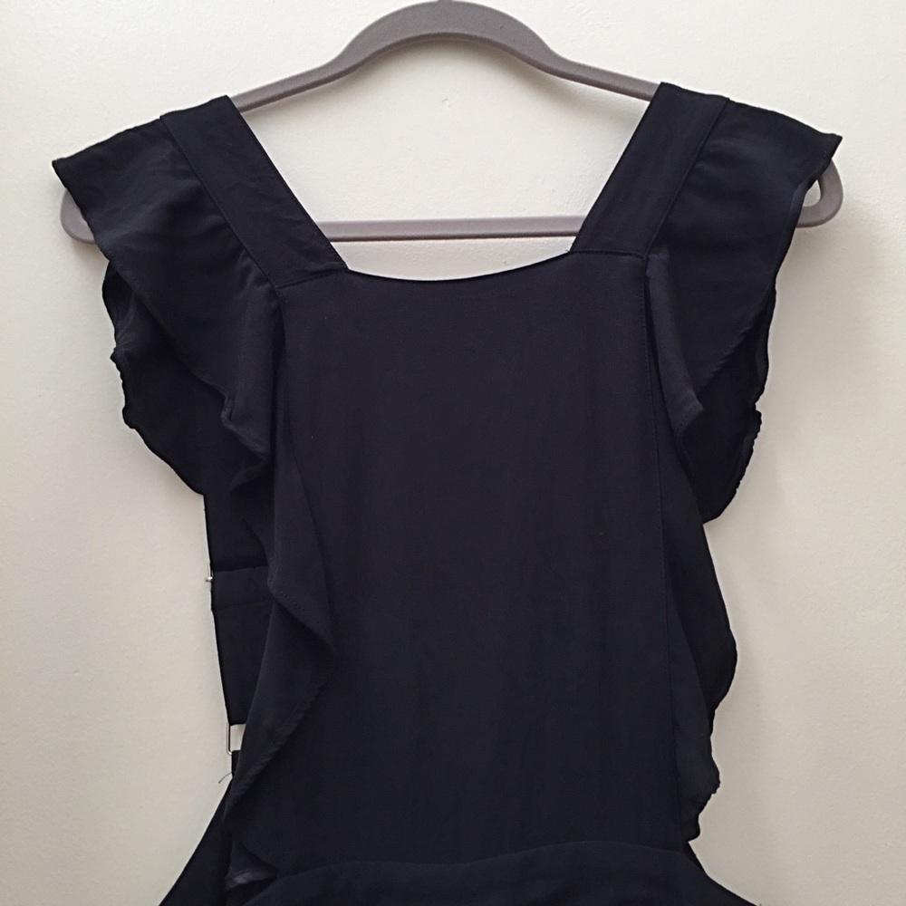 Zara Cropped Pinafore Overall Black Medium - Picture 2 of 8